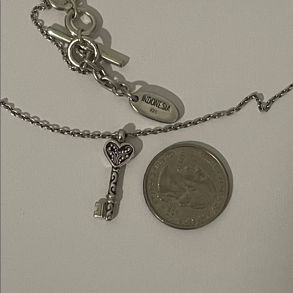 Lois Hill Sterling Silver Heart Key Pendant Necklace Granulated 925 - Picture 4 of 4